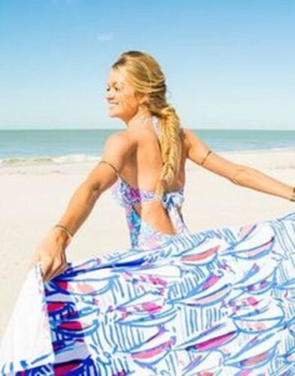 Lilly Pulitzer RRR Red Right Run Beach Towel Right Return Sail Boats Blue